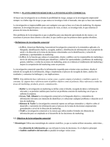 TEMA 1. PLANTEAMIENTO BÁSICO DE LA INVESTIGACIÓN COMERCIAL