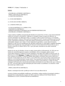 NOME: Nº : ÍNDICE PANORAMA ANTERIOR Á REPÚBLICA PROCLAMACIÓN DA REPÚBLICA