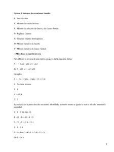 Unidad 3 Sistemas de ecuaciones lineales 3.1 Introducción.