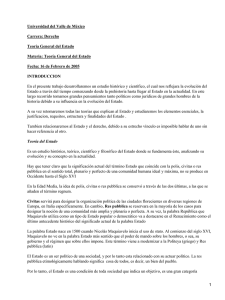Universidad del Valle de M&eacute;xico Carrera: Derecho Teor&iacute;a General del Estado