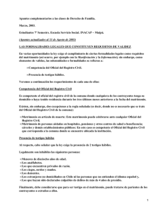 Apuntes complementarios a las clases de Derecho de Familia. Marzo, 2003.