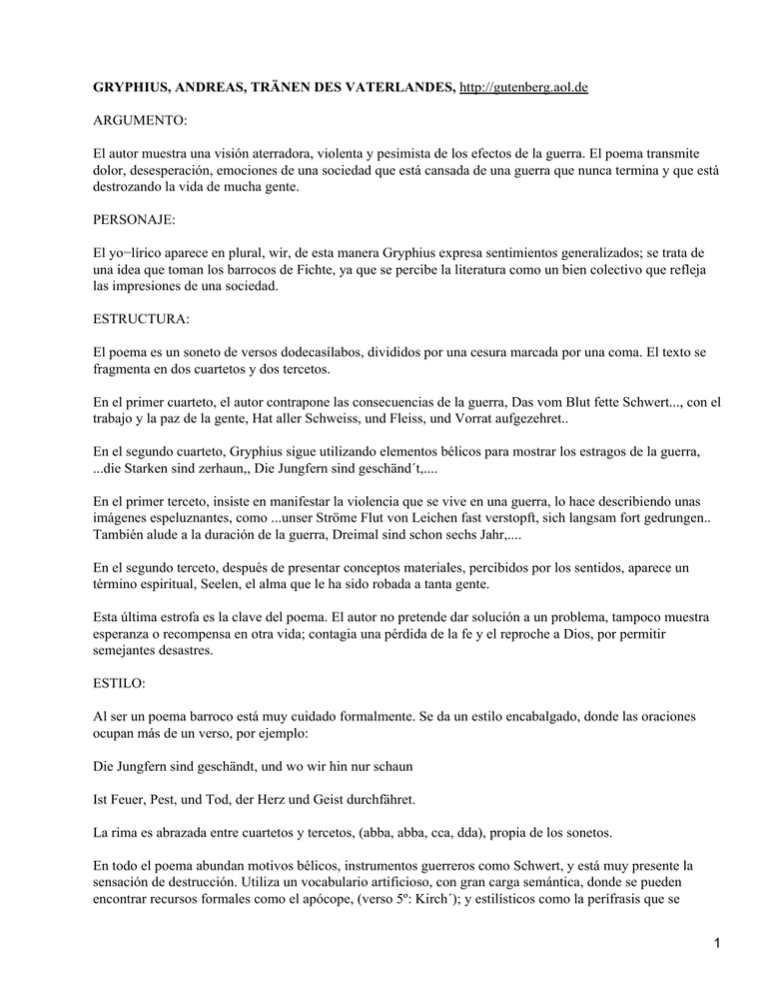 Andreas Gryphius Tränen Des Vaterlandes Tränen des vaterlandes; Andreas Gryphius