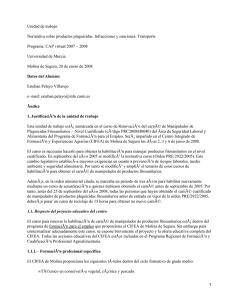 Unidad didáctica del CAP (Curso de Aptitud Pedagógica) sobre Seguridad Laboral y Alimentaria