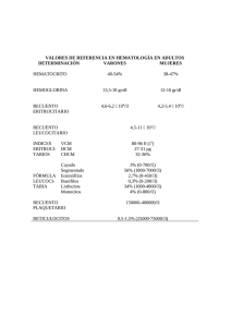 Valores de referencia en Hematología en Adultos