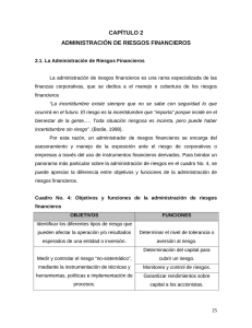 CAPÍTULO 2 ADMINISTRACIÓN DE RIESGOS FINANCIEROS