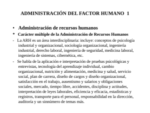 ADMINISTRACIÓN DEL FACTOR HUMANO  1 Administración de recursos humanos