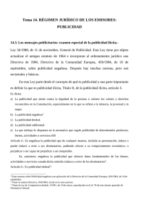 Tema 14. RÉGIMEN JURÍDICO DE LOS EMISORES: PUBLICIDAD