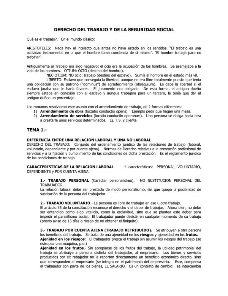 DERECHO DEL TRABAJO Y DE LA SEGURIDAD SOCIAL