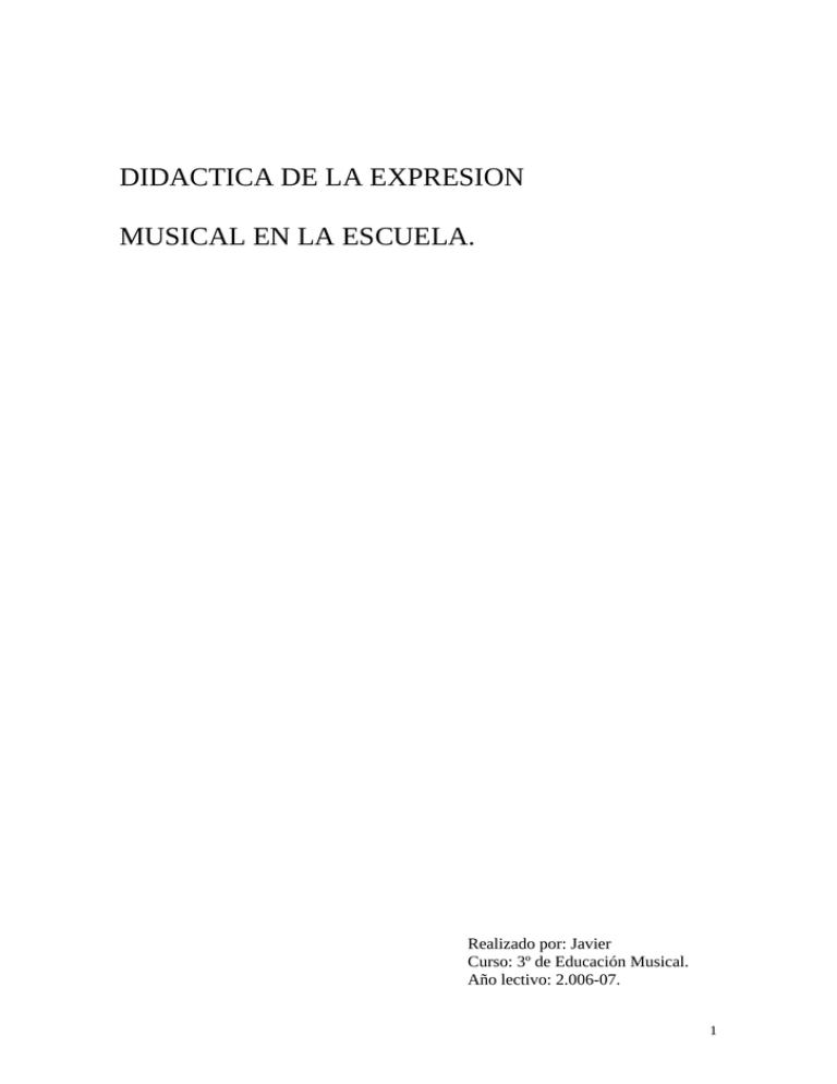 Didáctica De La Expresión Musical En La Esocuela