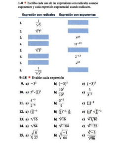 Ejercicios con radicales y exponentes