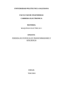 Pérdida de potencia en Transformadores y Eficiencia