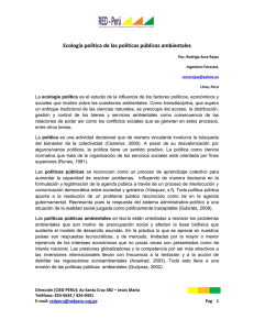 Ecología política de las políticas públicas ambientales Por: Rodrigo