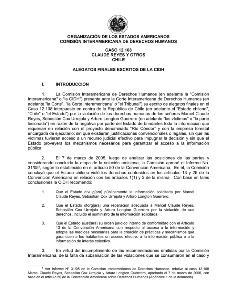 DEMANDA DE LA COMISIÓN INTERAMERICANA DE DERECHOS