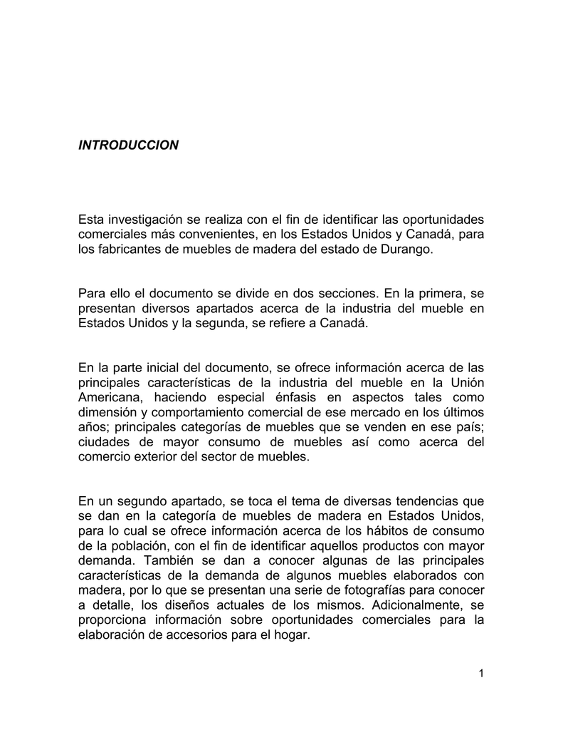 caos No autorizado Declaración INVESTIGACIÓN DE MERCADO DE MUEBLES DE MADERA