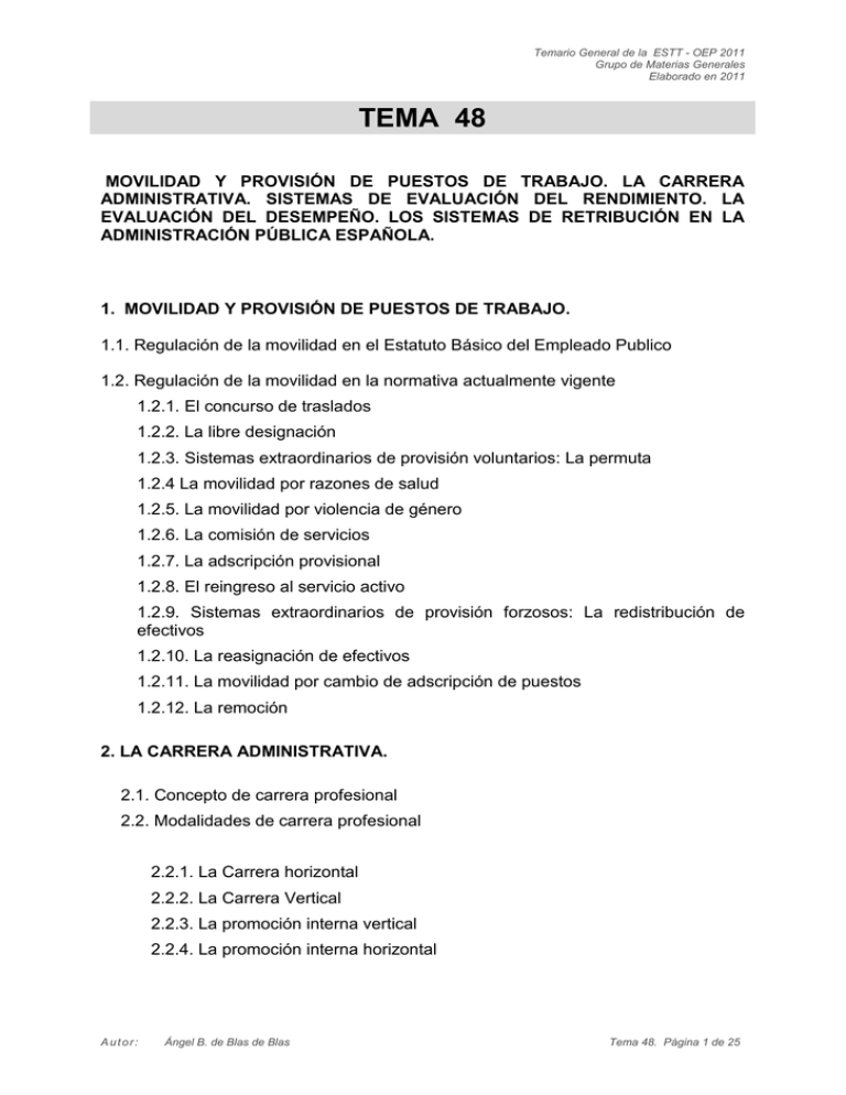 Tema 48-movilidad Y Provisión De Puestos De Trabajo