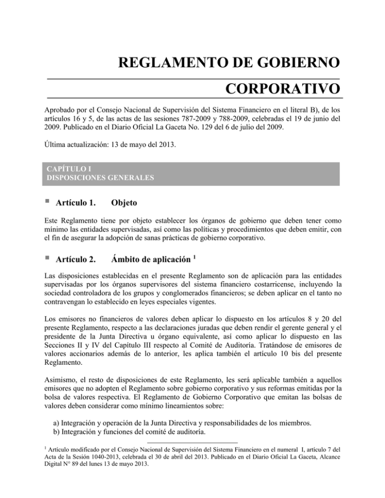 Reglamento De Gobierno Corporativo