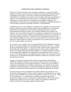 Declaración de apoyo al gobierno ecuatoriano