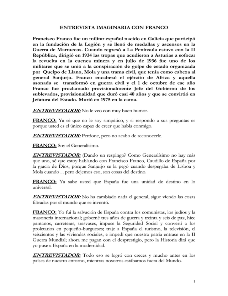 ENTREVISTA IMAGINARIA CON FRANCO