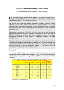 Ucrania primer exportador de trigo a Espa&ntilde;a M&ordf; Jos&eacute; Maluenda