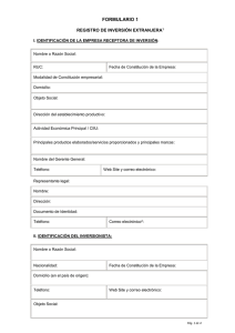 FORMULARIO 1 REGISTRO DE INVERSIÓN EXTRANJERA