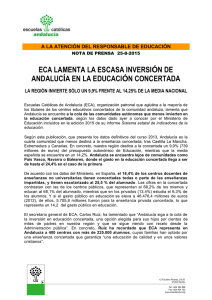 ECA lamenta la escasa inversión de Andalucía en la educación