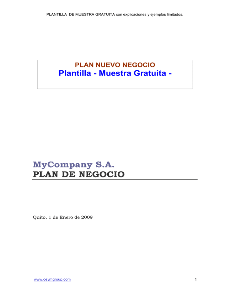 Plantilla Para Plan De Negocio - Gratis