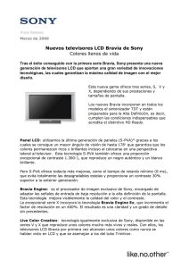 Nuevos televisores LCD Bravia de Sony Colores llenos de vida