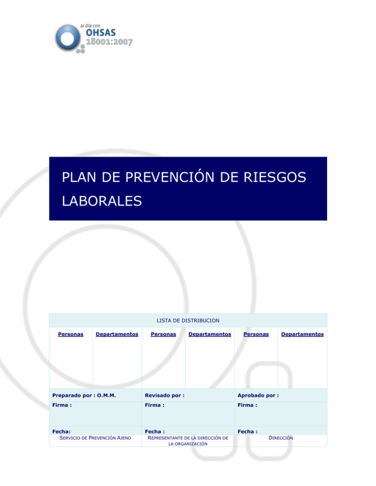 PLAN DE PREVENCIÓN DE RIESGOS LABORALES