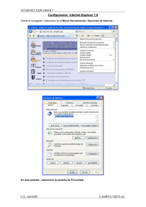 Internet Explorer 7 - Acceso al Campus Adams