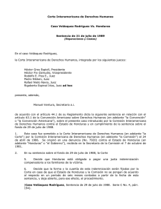 Vel&aacute;squez Rodr&iacute;guez - Corte Interamericana de Derechos Humanos