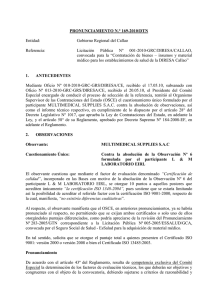 PRONUNCIAMIENTO N.° 169-2010/DTN  Entidad: Gobierno Regional del Callao
