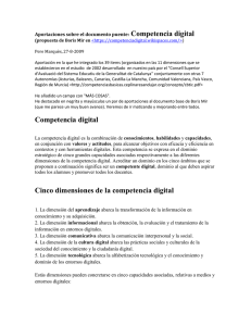 Aportaciones sobre el documentos puente: Competencia Digital