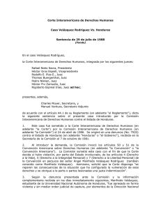 Vel&aacute;squez Rodr&iacute;guez - Corte Interamericana de Derechos Humanos
