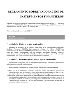 Reglamento sobre valoración de instrumentos financieros