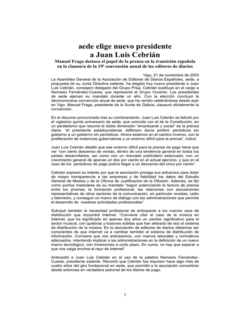 Aede Nombra Nuevo Presidente