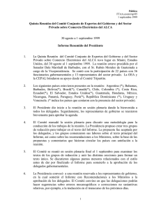 Quinta Reunión del Comité Conjunto de Expertos del Gobierno y... Privado sobre Comercio Electrónico del ALCA