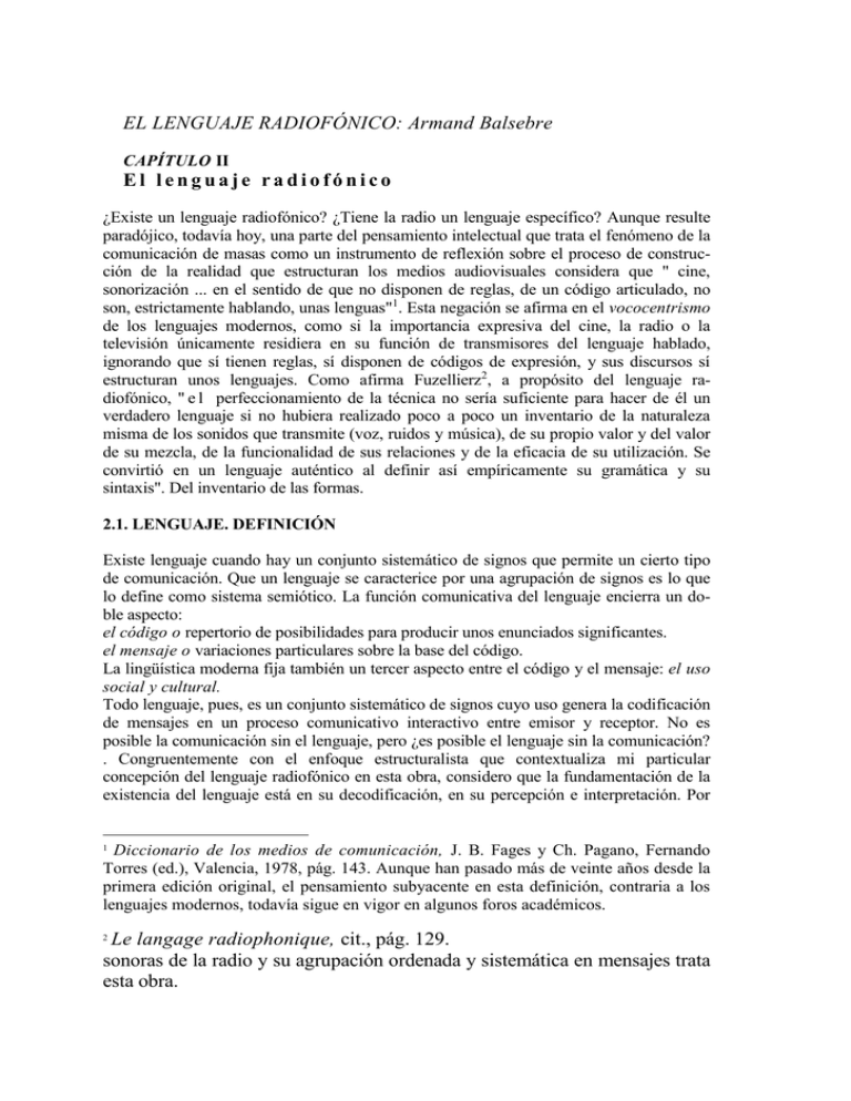 El Lenguaje Radiof Nico Facultad De Periodismo Y