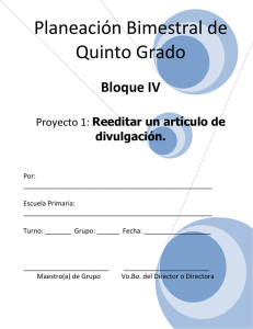 Planeación Bimestral de Quinto Grado Bloque IV Reeditar un artículo de