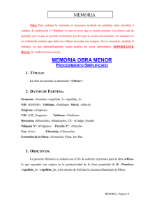 Memoria Obra Menor - Ayuntamiento de Villa de Arico