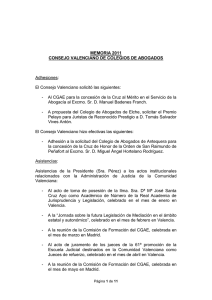 MEMORIA 2011 CONSEJO VALENCIANO DE COLEGIOS DE ABOGADOS  Adhesiones: