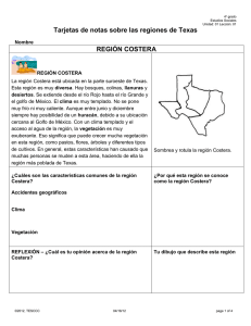 Tarjetas de notas sobre las regiones de Texas