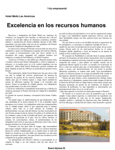 Excelencia en los recursos humanos Vida empresarial Hotel Meliá Las Américas