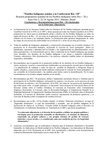 "Pueblos Indígenas camino a la Conferencia Río +20" Reunión