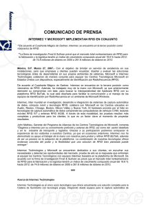 COMUNICADO DE PRENSA INTERMEC Y MICROSOFT IMPLEMENTAN RFID EN CONJUNTO