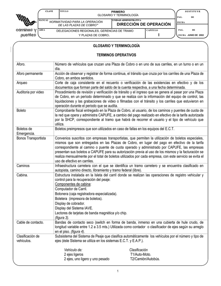 Glosario de Términos Caminos y Puentes Federales Glosario de Términos Caminos y Puentes Federales