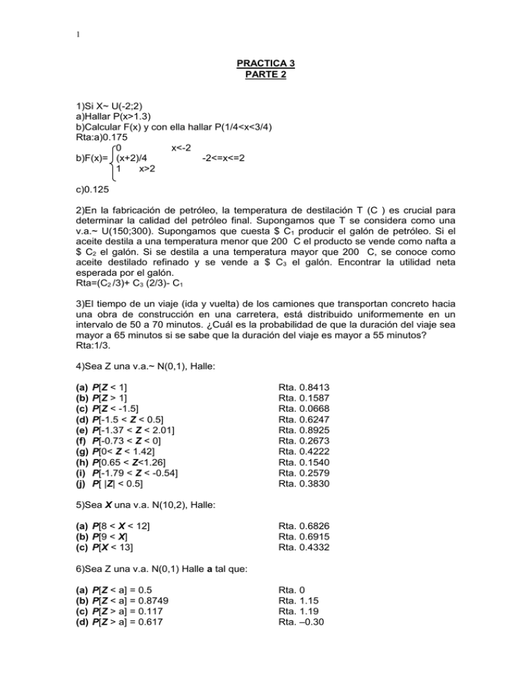 Practica 3 Parte 2 1 Si X U 2 2