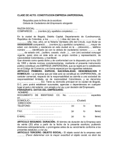 clase de acto: constitucion empresa unipersonal