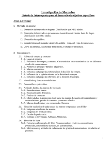 Investigación de Mercados Areas a investigar