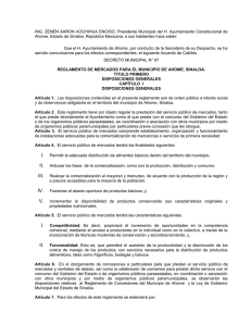 reglamento de mercados para el municipio de ahome, sinaloa