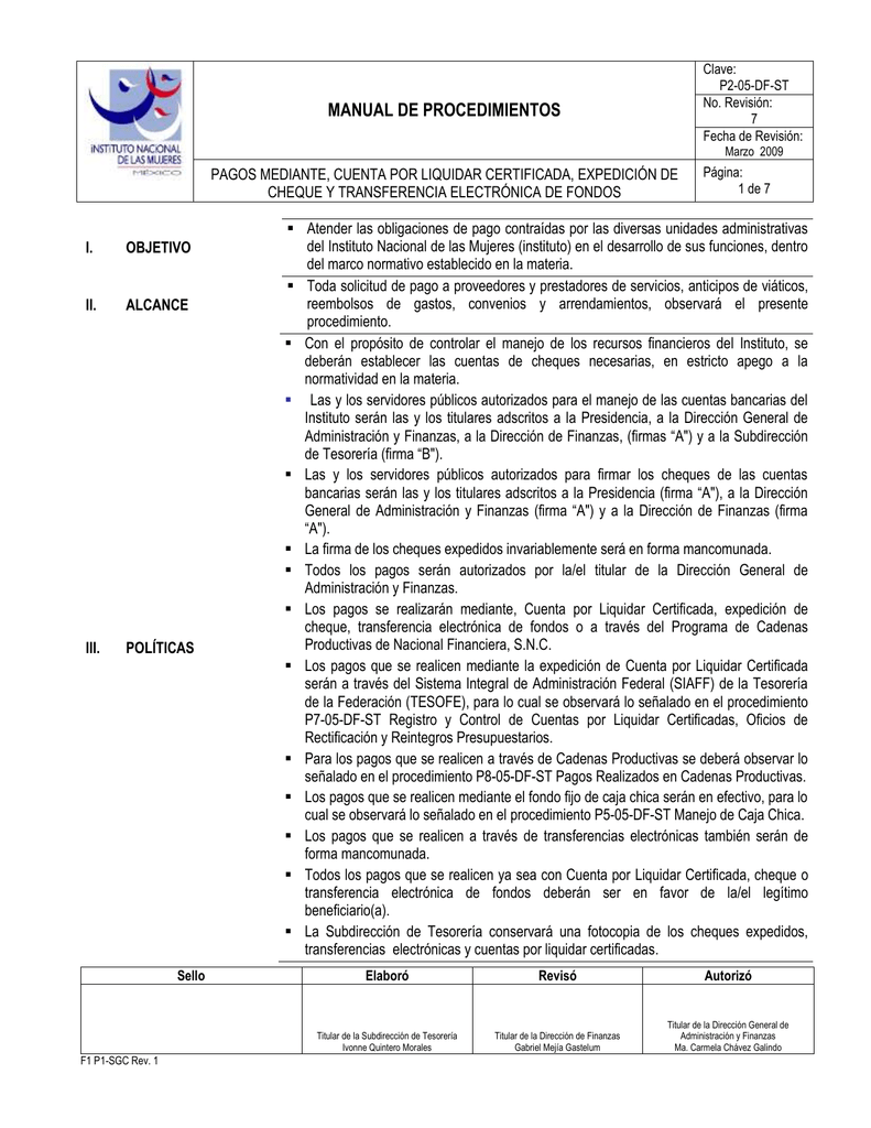La expedición de cuentas por liquidar certificadas, cheques y